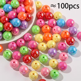 ANCADN 16mm Acrylic Beads 100pcs Ab Rainbow Color Pen Beads Chunk Bubblegum Beads for DIY for Jewelry Making Bracelets Beadable Pens(Rainbow)