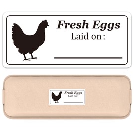 Lolocor 102pcs 3"x1.3" Fresh Eggs Laid on Date Stickers Farm Egg Storage Stickers Egg Chicken Carton Labels for Farmer's Market Packaging Farm Fresh Produce Labeling