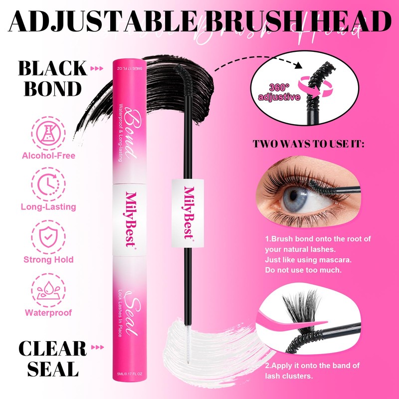 Long Fluffy Lash Clusters Kit 200D with Bottom Lashes, 16-25mm