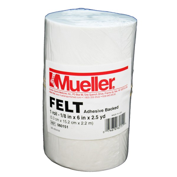 Mueller Orthopedic Felt - Adhesive backed - 1/8" x 6" x 2.5 yd roll