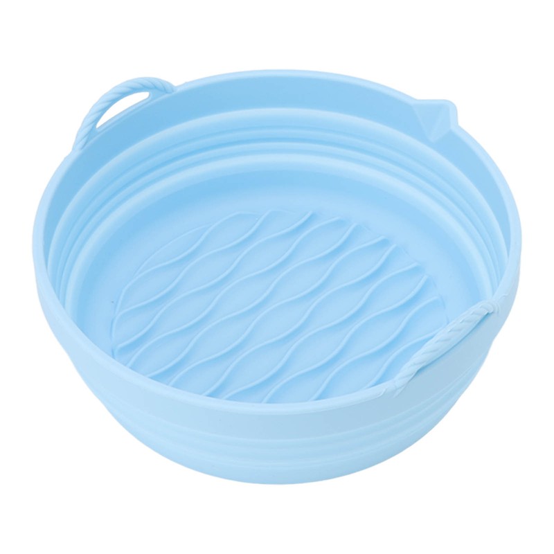 Silicone Air Cooker Pot Round Folded Blue Fryer Liner Tray