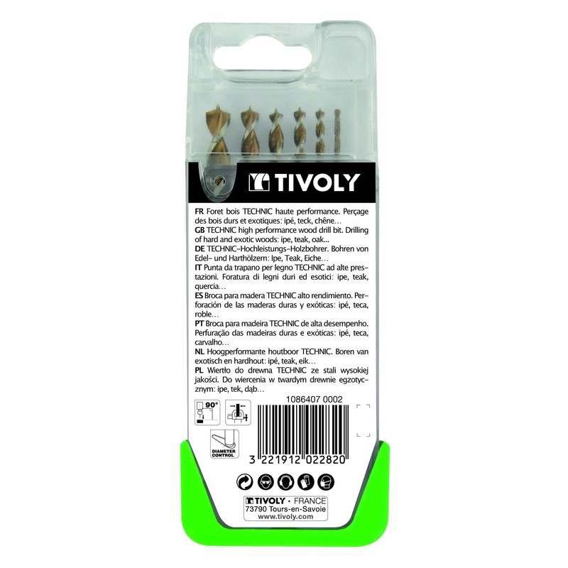 Tivoly G13 – Pack of 5 Wood Drill Bits, High