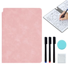 Dry Erase Notebook, Portable, A5, Whiteboard, Foldable, Notebook-type, Double-sided Type, Repeated Use, Lightweight, Portable, Pink, A5 Size, Leather, Notebook Type, Meeting Room, Home, School, Memo, Children, Graffiti, Office, Office Supplies (3 Pens + 