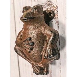 Ebros Gift Nautical Marine Cast Iron Metal Rustic Fat Belly Frog Toad Door Knocker Sculpture with Built in Striking Plate Amphibians Pond Animals Home Decorative Country Garden Barn Cabin Cottage (1)