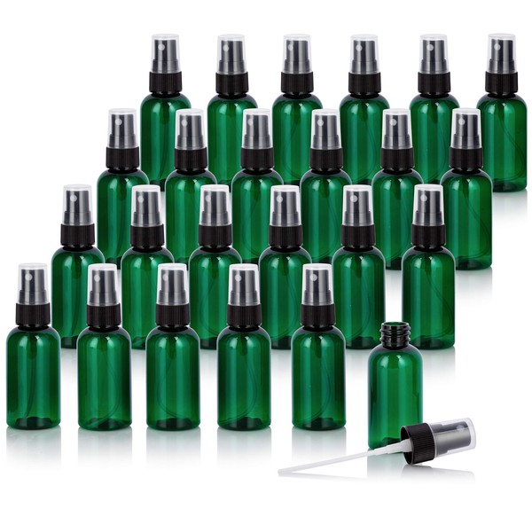 2 oz / 60 ml Green Plastic PET Boston Round