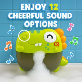 Bath Bubble Machine - Bubble Bath Maker with Lights & Music - Baby Bath Toys Bubble Maker for Bathtub - Dinosaur Toys for Kids 2-4, Strong Suction BPA Free
