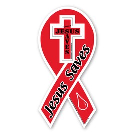 Jesus Saves Ribbon Magnet by Magnet America Is 8" x 3.875" Made for Vehicles and Refrigerators