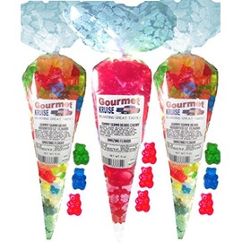 Gummy Bears (2) Assorted 12 Flavor Mix (1) Red Wild Cherry Gummi (NET WT 33 OZ) Gourmet Kruise Signature Gift Bags