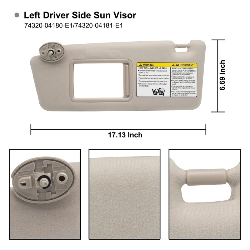 NHILES Left Driver Side Sun Visors Compatible with Toyota Tacoma