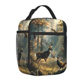 Plistiz Forest Wildlife Deer Lunch Box for Women Men, Insulated Lunch Box, Reusable Lunch Bag for Office, Work, Picnic, Travel