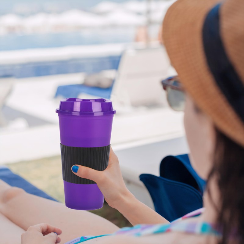 Yisituo Plastic Coffee Cups with Lids, 12 Pack 480ml Reusable
