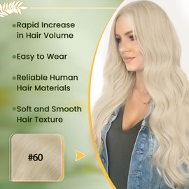 RUNATURE Platinum Blonde Clip in Hair Extensions Real Human Hair 18 Inch 120g 7pcs Real Hair Extensions Clip in Human Hair Blonde Clip in Hair Extensions Double Weft Straight Hair