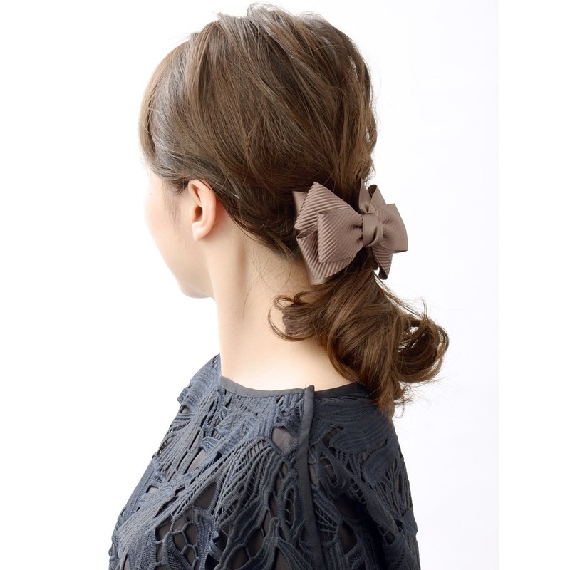 VINGTAINE H-1004-BR- Volumetric Satin Ribbon Hair Claw Elegant Daily Office