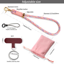 Phone wrist strap Lanyard Wrist Strap with Keychain and Card Holder, Pink (Lilac)