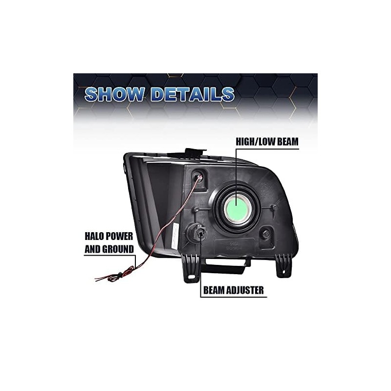 PIT66 LED Headlights, Compatible with 2005-2009 Ford Mustang Headlamp Assembly