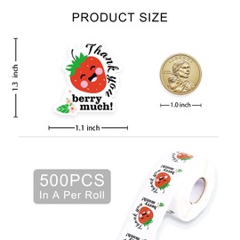 Strawberry Thank You Stickers,Thank You Berry Much Stickers,Cute Thank You Stickers Small Business Strawberry,Strawberry Envelopes Packaging Stickers 500 PCS