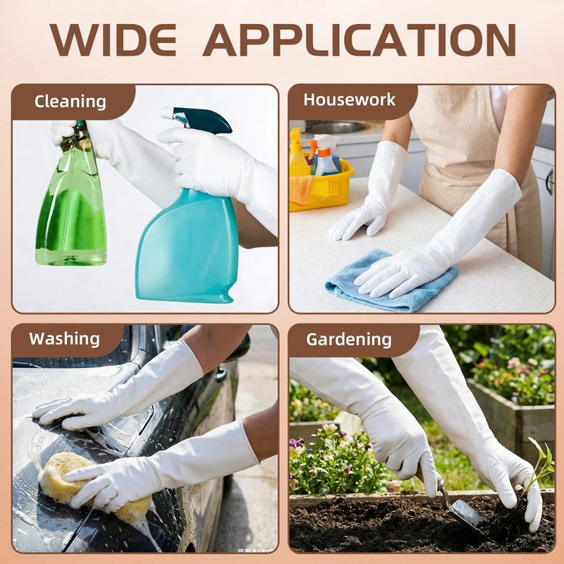 50 Counts 16" Long Disposable Nitrile Gloves,White,M