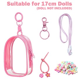 Doll Protective Case for Labu, Doll Case Plush Toy Storage, Includes Bag, Keychain, and Pom Pom, for Boys and Girls, Display and Organize Your Dolls