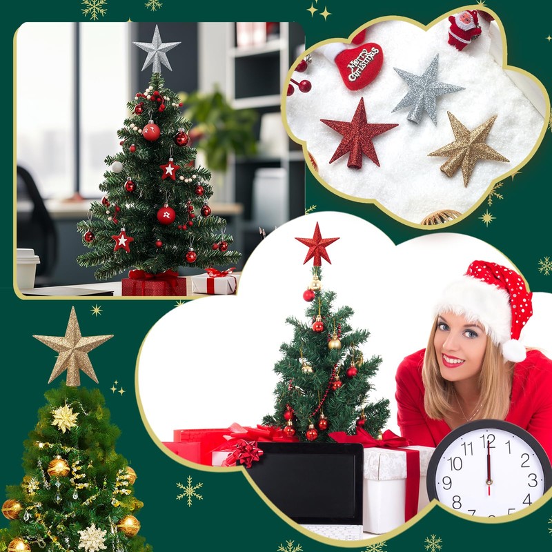 Mini Christmas Tree Topper, 3.35 Inch Small Star Treetop, Small