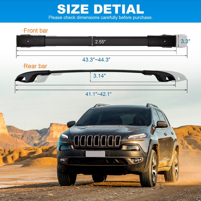 FengYu Roof Rack Cross Bars 220lb Compatible with Jeep Cherokee