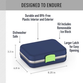 THERMOS Kids Freestyle Food Storage Lunch Kit, Navy