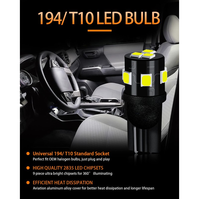 MEALAM White LED Bulbs Package Kit Compatible with 2006-2012 2013