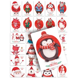 Christmas Cards 24 Postcards Animals Decorative Design Illustration Beautiful Cute Christmas Postcards Christmas Xmas Set Mix Gift Greeting Cards Gift Cards Cute Advent Calendar Santa Claus
