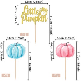 24 piezas de adornos de calabaza, diseño de calabaza, diseño de calabaza, diseño de calabaza, para otoño, baby shower, temática para niños, niños, niñas, cumpleaños, Acción de gracias, fiestas, pasteles, suministros de decoración de pasteles, color rosa 