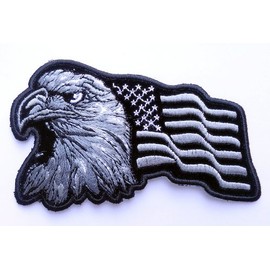 US Flag with Eagle Military MIA Veteran 3.5 Inches Biker Patch Iron on