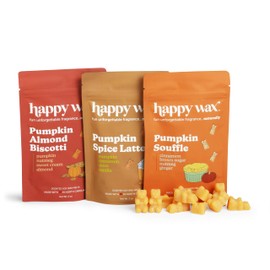 Happy Wax Classic Pumpkin Collection Scented Natural Soy Wax Melts – 6 Total Oz. Collection Includes Pumpkin Spice Latte, Pumpkin Souffle, and Pumpkin Almond Biscotti