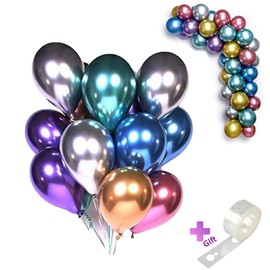 Lotus Home Birthday Balloons, Latex Metallic Balloons 12 Inches (50 Balloons), Party Bal...