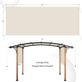 Tngan Universal Canopy Cover Replacement for 17x6.8 Ft Outdoor Pergola Structure, Garden Pergola Shade for Gazebo Patio Porch Balcony, Outdoor Waterproof Pergola Canopy Top(Cover Only) (Beige)