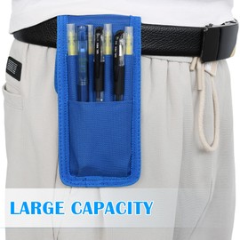 2 Pcs KATOLK Belt Pen Holder, Multifunctional Adjustable Tactical Pencil Pouch, Detachable Military Duty Pencil Sleeve Case, Can Hold Pens, Rulers and Scissors (Blue)