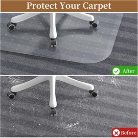 MESHDO Office Chair Mat for Carpet, 55" X 36" X 0.09" Carpet Chair Mats, Clear and Thick Rolling Computer Chair Mat with Non-Slip Studded for Home and Office Low Pile Carpets