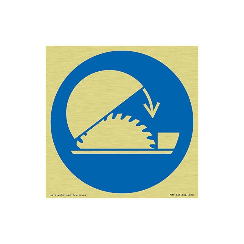 Mandatory: Use table saw adjustable guard Sign - 100x100mm -