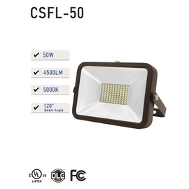 CEA LED Flood Light 50w, 4500LM, 5000K, lP 65 Waterproof, UL Listed, Bracket, 50000hrs, Outdoor Light for Yard, Patio, Work Light,Warehouse, Farm,Garage Light (Brown)