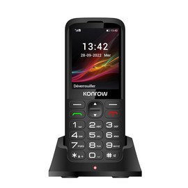 Konrow Senior 280 - Large Buttons - Very Easy to Use - 2.8 Inch Display Optimal Readability - Dual SIM - Charging Station - SOS Button - Camera and Bluetooth - 32 MB RAM - Black