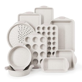 Country Kitchen Nonstick Stackable Bakeware Set - Durable, Easy Release Baking Set, 10 Pcs, Cream