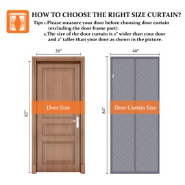 Magnetic Thermal Insulated Door Curtain for Winter Fits Door Size 38" x 82" Temporary Thermal Insulation Door Cover Upgraded Thicker Oxford Cloth Polyester Fiberfill for Doorway(Grey)