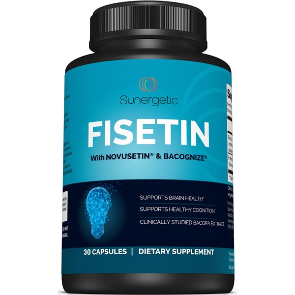 Premium Fisetin Supplement with Novusetin & Bacopa Extract to Support Memory, Cognition, Healthy Aging & Brain Health – 125mg of Fisetin Per Capsule – Fisetin Complex with Bacognize® - 30 Capsules