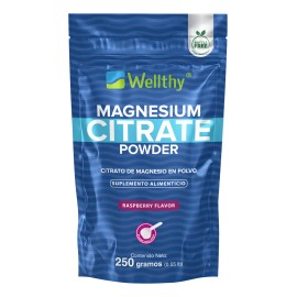 Citrato De Magnesio En Polvo Sabor Raspberry 250gr Wellthy
