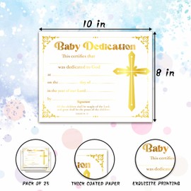 Baby Dedication Certificate, Gold Foil Cross Certificates of Baby Christening Dedication, Baby Dedication Gifts for Baby Boys Girls, 25 Pcs Baptism Certificates for Church -12