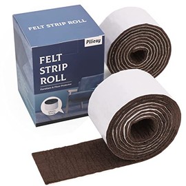 Pllieay Paquete de 2 rollos de tiras de fieltro con respaldo adhesivo, almohadillas de fieltro para muebles de uso pesado para pisos de madera dura y mecedora para proteger la superficie de arañazos y