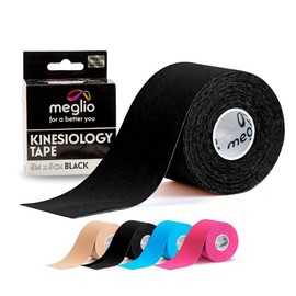 Meglio Meglio Kinesiology Tape - Uncut 5m Roll Sports Tape Strapping for Injuries, Support Muscle Tape, K Tape, Physio Tape, Trans Tape, Athletic Tape, Breathable & Waterproof | (Black)