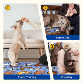 Large Dog Pee Pads, 2 Pack Washable Reusable Training Pads for Medium &Senior Dogs, Waterproof Heavy Absorbent Non-Slip Pet Mats for Crates Beds & Cars, Machine Washable for Potty Training & Whelping