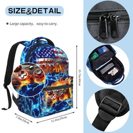 School Backpack for Boys Video Game Backpack for Kids Boys Girls Game Bookbag for Children Teens Elementary Middle School Students Bookbag Ages 6-18 Adjustable Large Capacity Gaming Backpacks
