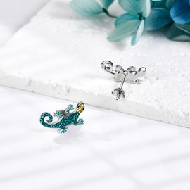 Lizard Earrings Sterling Silver Gecko Stud Earrings Animal Jewellery Gifts for Women