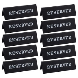 OLYCRAFT 10pcs Reserved Seat Plates, 1.8 x 5.9 x 2.0 inches (45 x 150 x 50 mm), Acrylic Table Tags, Tabletop Cards Commercial Sign Plates, Black