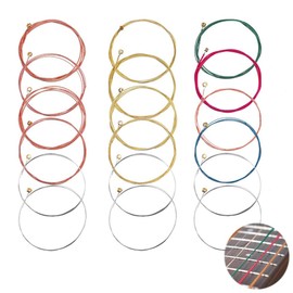 YINKE Acoustic Guitar Strings 18 Pcs 3 Sets Acoustic Guitar Strings Replacement String for Ballad Replacement Steel Strings for Folk Guitar Steel Core Copper Alloy (3 Colors)