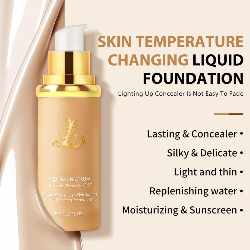 Biomimic Foundation 4 In 1,Medium Spectrum With Spf50+,Color Changing Foundation,